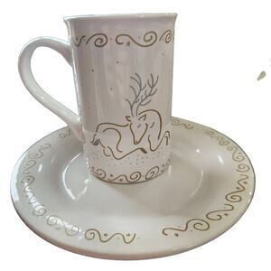 Silver & Gold Traditions 16 piece holiday mug & plate set